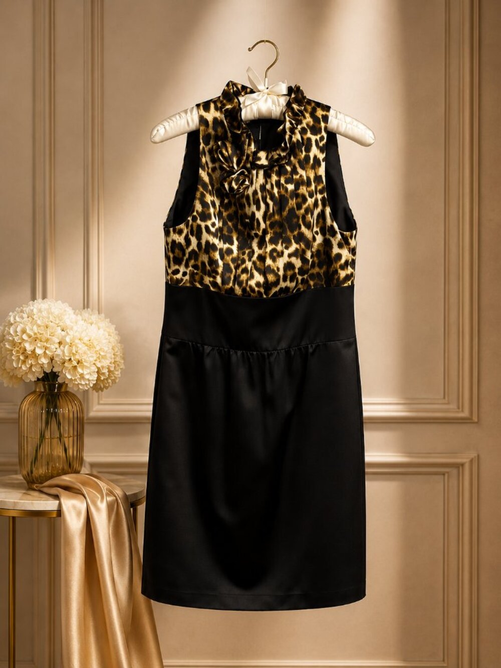 London Times Leopard Print Black Cocktail Dress Size Women's Size 6 NWT